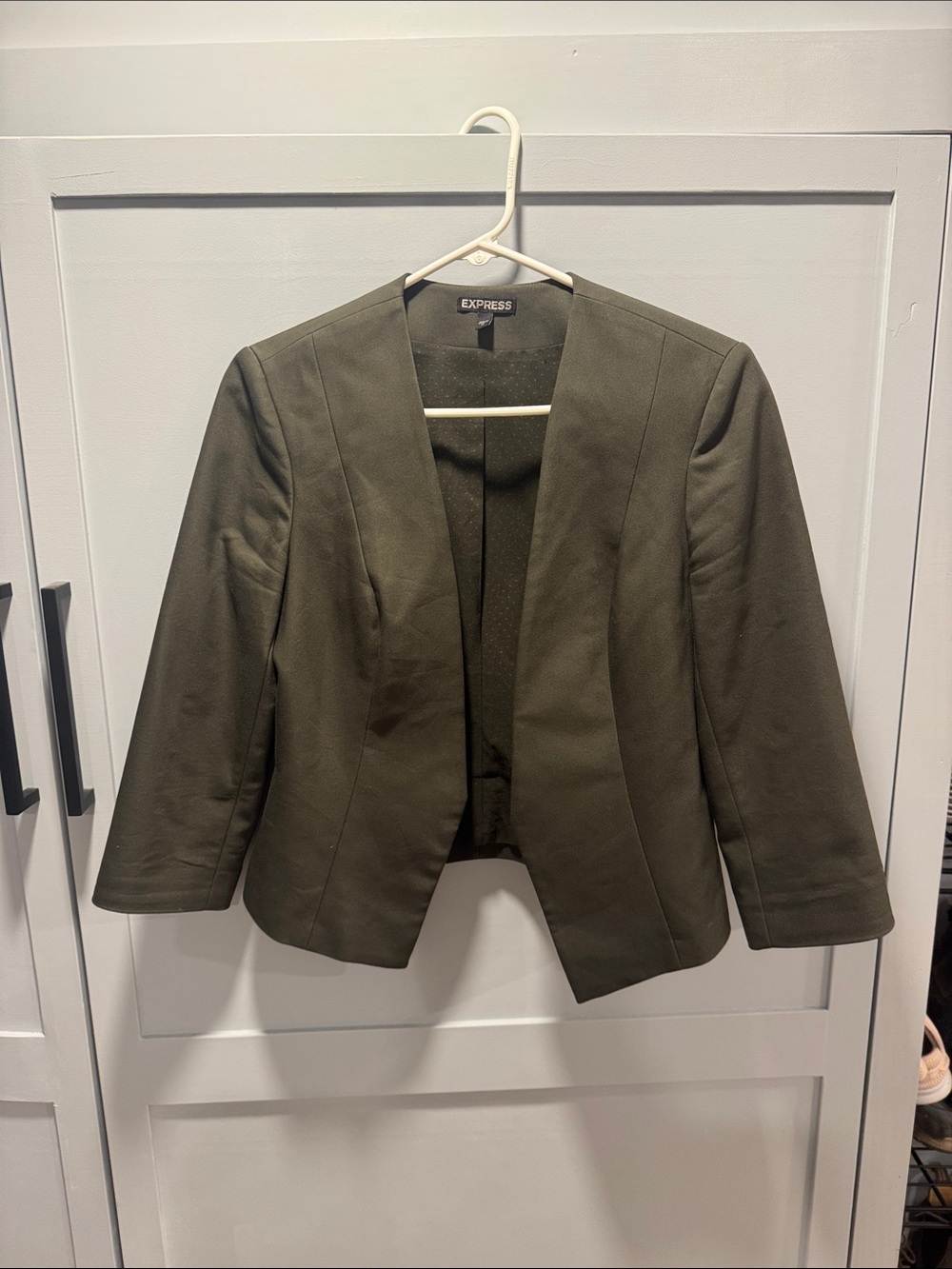 Express Olive Open-Front Blazer Jacket - Women's Size 10